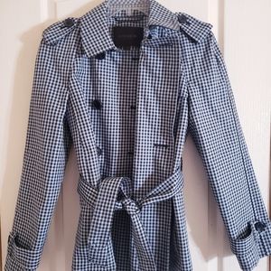 Coach Trench Coat Gingham- Blue & Black